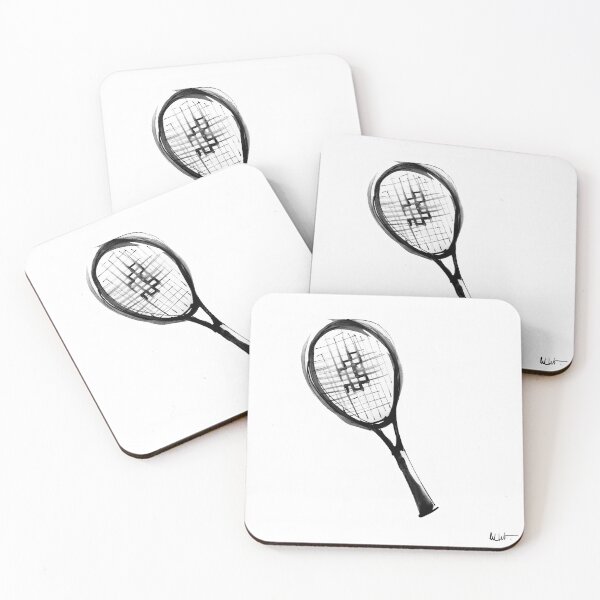 Item preview, tennis racket in India ink designed and sold by CelineViolet360.