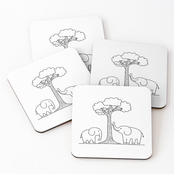 Item preview, A group of elephants with tusks standing next to a tall tree designed and sold by rasagamastore.