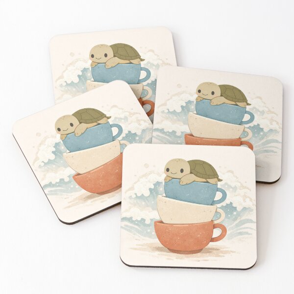 Item preview, Minimal sea turtle on stacked cups designed and sold by Daebak Cool.
