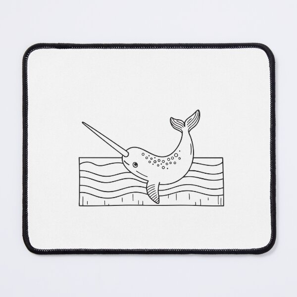 Item preview, A narwhal with a long spiral tusk swimming near the ocean surface designed and sold by rasagamastore.