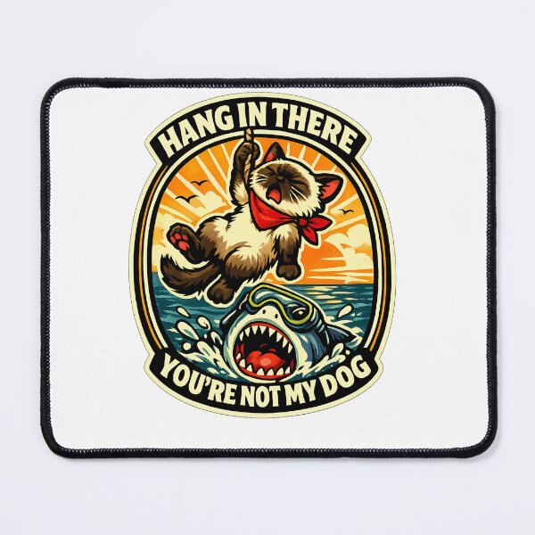 Item preview, Vintage Siamese Cat Hang In There Shark Parody Sticker designed and sold by MIROUZ2000.