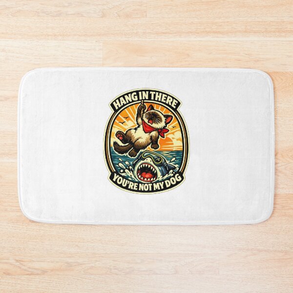 Item preview, Vintage Siamese Cat Hang In There Shark Parody Sticker designed and sold by MIROUZ2000.