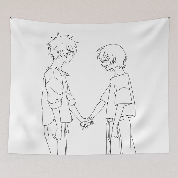 Item preview, Shun Hashimoto and Mio Chibana The Stranger by the Beach Line art designed and sold by BrownHorse90s.