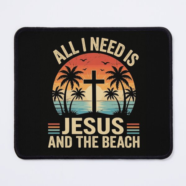 Item preview, All I Need Is Jesus and the Beach Retro Vintage Christian Summer Sunset designed and sold by haitrieuic96.