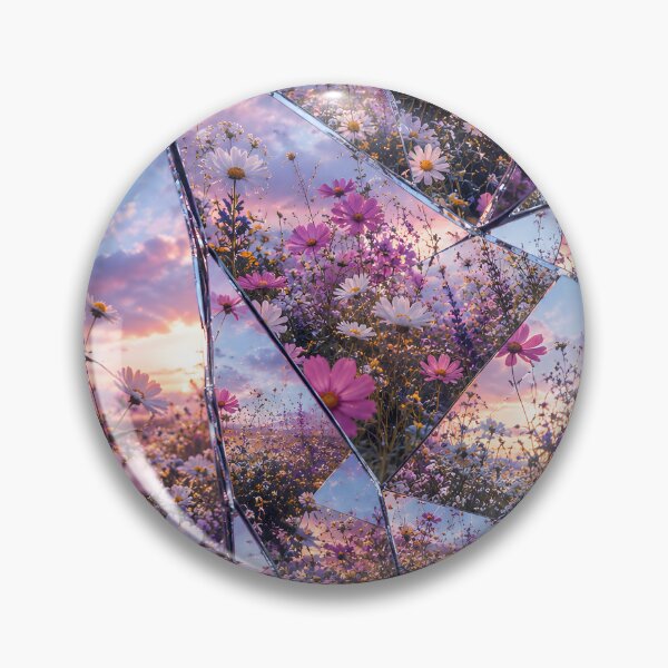 Item preview, Shattered Glass Wildflower Meadow Surreal Broken Mirror Sunset designed and sold by ChubbyGoong.