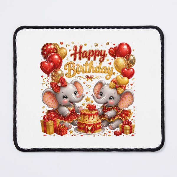 Item preview, Cute Red Gold Glitter Baby Elephant Happy Birthday Design, Adorable Elephant Party Celebration designed and sold by Celebrate & Sparkle.