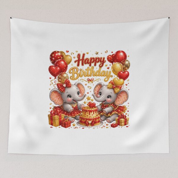 Item preview, Cute Red Gold Glitter Baby Elephant Happy Birthday Design, Adorable Elephant Party Celebration designed and sold by Celebrate & Sparkle.