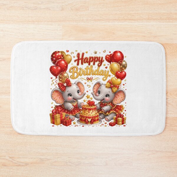 Item preview, Cute Red Gold Glitter Baby Elephant Happy Birthday Design, Adorable Elephant Party Celebration designed and sold by Celebrate & Sparkle.