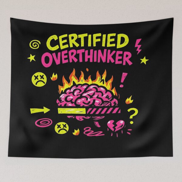 Item preview, Certified Overthinker – Brain on Fire Chaotic Sticker designed and sold by Timeless Junction.