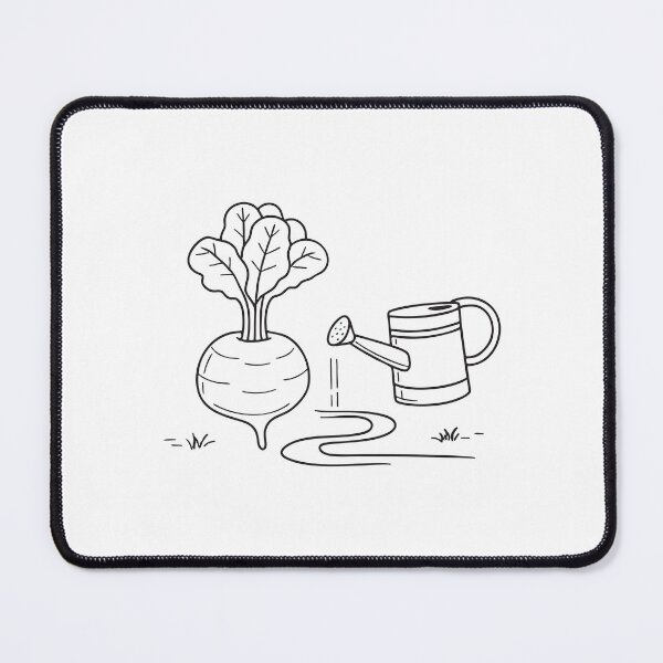 Item preview, A turnip resting next to a watering can on the path designed and sold by rasagamastore.