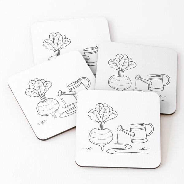 Item preview, A turnip resting next to a watering can on the path designed and sold by rasagamastore.