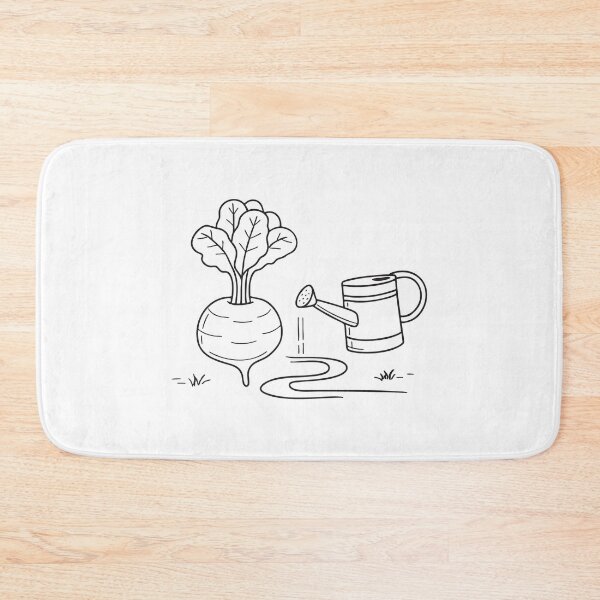 Item preview, A turnip resting next to a watering can on the path designed and sold by rasagamastore.