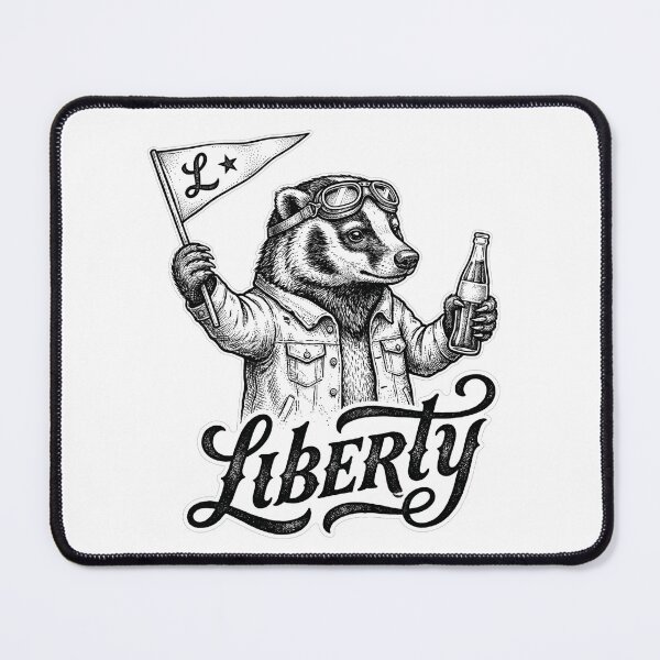 Item preview, Liberty Vintage Badger Linocut Patriotic Graphic designed and sold by TeNovaStudio.