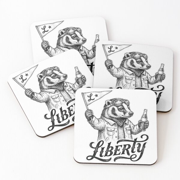 Item preview, Liberty Vintage Badger Linocut Patriotic Graphic designed and sold by TeNovaStudio.
