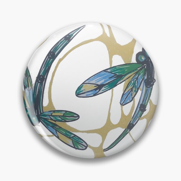 Item preview, Green & Blue Winged Dragonflies on Retro Yellow Pattern designed and sold by lyndseyart.