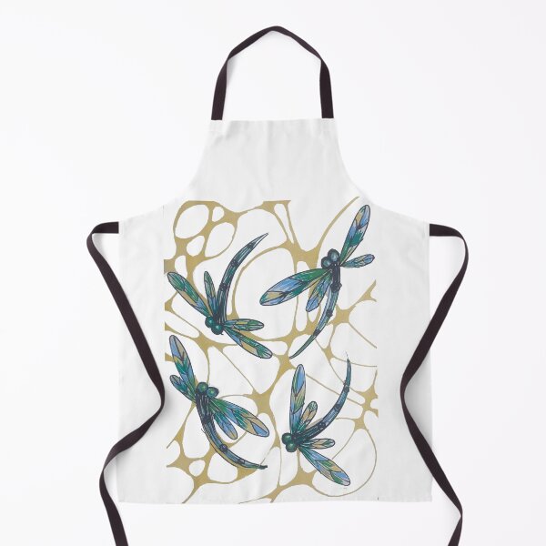 Item preview, Green & Blue Winged Dragonflies on Retro Yellow Pattern designed and sold by lyndseyart.