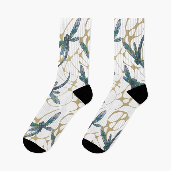 Item preview, Green & Blue Winged Dragonflies on Retro Yellow Pattern designed and sold by lyndseyart.