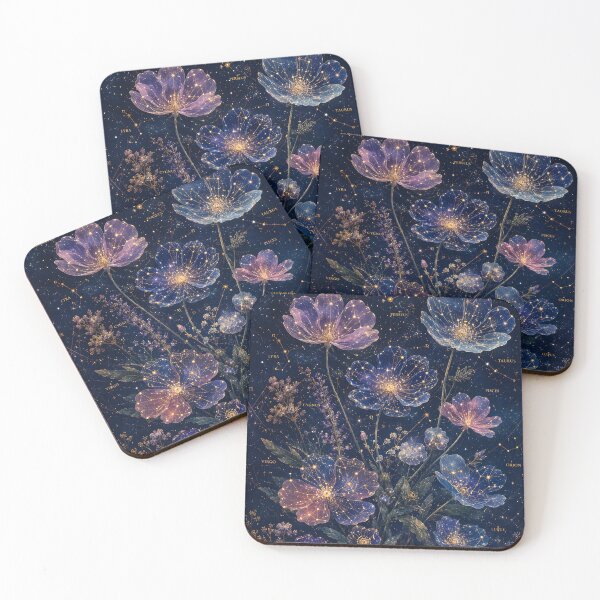 Item preview, Celestial Constellation Garden Glowing Night Botanical Astrology Art designed and sold by ChubbyGoong.