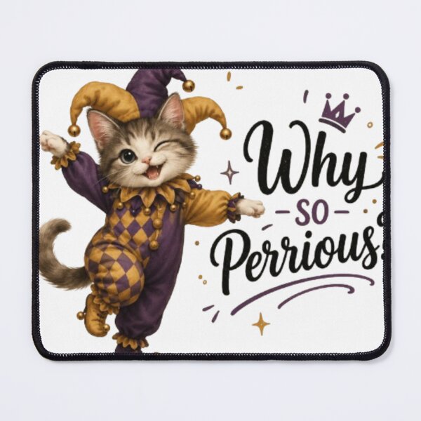 Item preview, Why So Perrious Cat Classic T-Shirt – Funny Jester Cat Joker Costume Humor Pun Cat Lover Graphic Tee designed and sold by IconicDesignsXd.