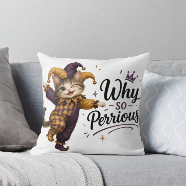 Item preview, Why So Perrious Cat Classic T-Shirt – Funny Jester Cat Joker Costume Humor Pun Cat Lover Graphic Tee designed and sold by IconicDesignsXd.