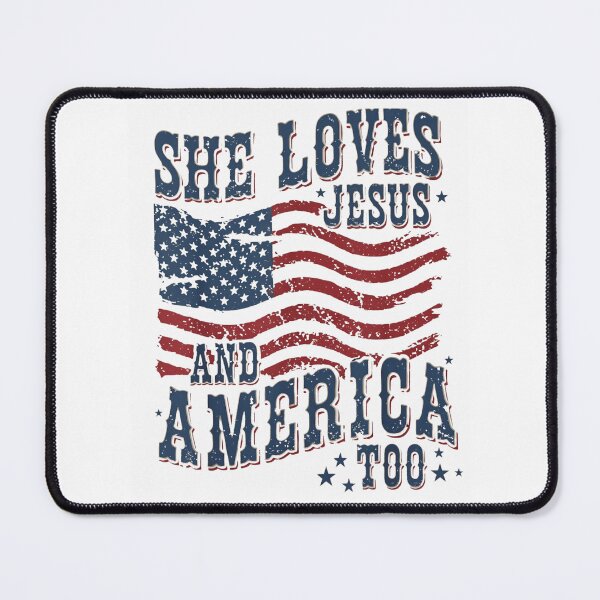 Item preview, She Loves Jesus And America Too Patriotic Christian USA Flag Vintage designed and sold by haitrieuic96.