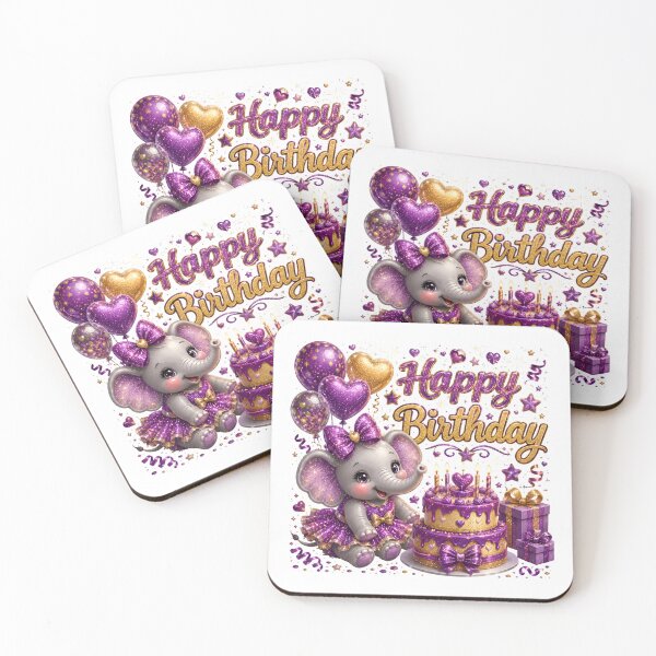Item preview, Cute Purple Glitter Baby Elephant Happy Birthday Design, Adorable Girl Elephant Party designed and sold by Celebrate & Sparkle.