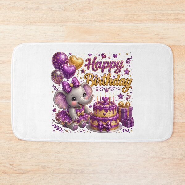 Item preview, Cute Purple Glitter Baby Elephant Happy Birthday Design, Adorable Girl Elephant Party designed and sold by Celebrate & Sparkle.