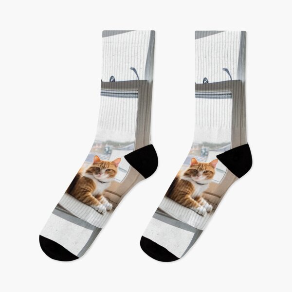 Item preview, Animals - Ginger and White Cat, Serene Contemplation at the Window designed and sold by DoodyPets.