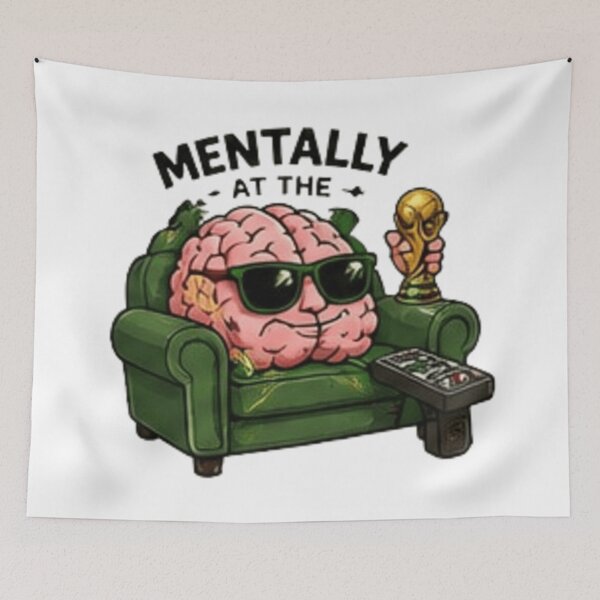 Item preview, Mentally at the World Cup Funny Brain Sticker designed and sold by Pixanova.