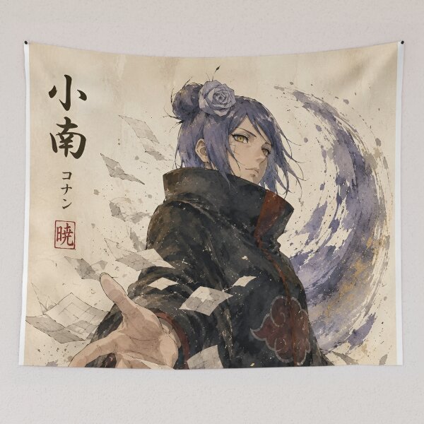Item preview, Konan | Mystic Paper Sorceress Watercolor Art Print | Dark Anime-Inspired Ninja Wall Art designed and sold by Dyan4.