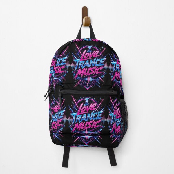 Item preview, I Love Trance Music Retro Neon Laser Soundwave Art designed and sold by ZenRave Designs.