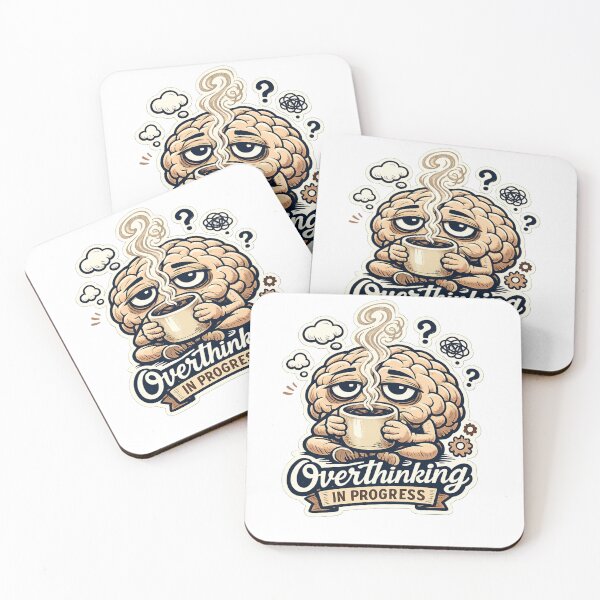 Item preview, Overthinking In Progress - Funny Coffee Brain Mascot designed and sold by Bhinfy.