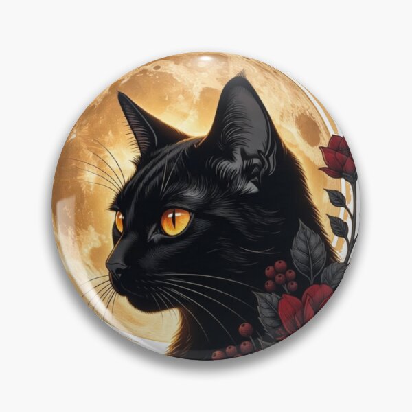 Item preview, Enchanted Black Cat and Crimson Rose Moon designed and sold by Spiritualwall.