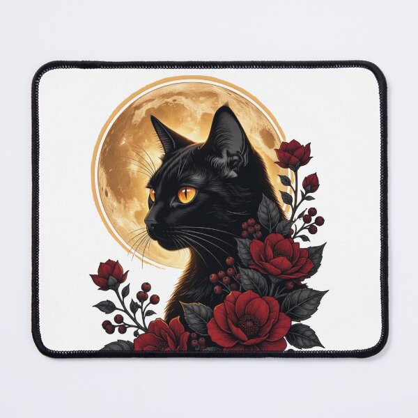 Item preview, Enchanted Black Cat and Crimson Rose Moon designed and sold by Spiritualwall.