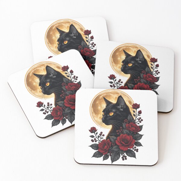 Item preview, Enchanted Black Cat and Crimson Rose Moon designed and sold by Spiritualwall.