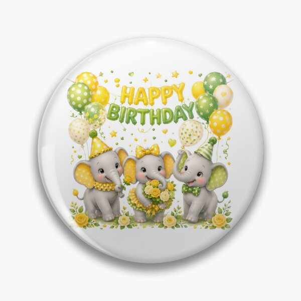 Item preview, Cute Elephant Happy Birthday Party PNG | Yellow Green Baby Elephants Balloons Floral Celebration designed and sold by Celebrate & Sparkle.