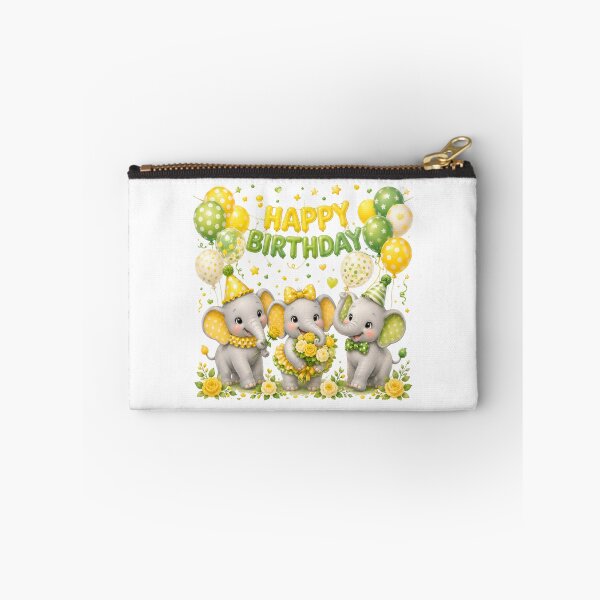 Item preview, Cute Elephant Happy Birthday Party PNG | Yellow Green Baby Elephants Balloons Floral Celebration designed and sold by Celebrate & Sparkle.