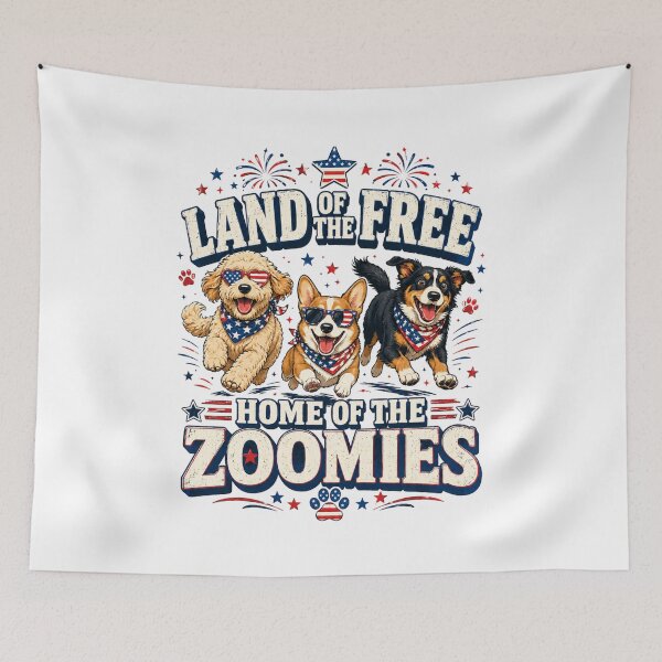 Item preview, Land of the Free Zoomies Dogs designed and sold by MoonStitch.