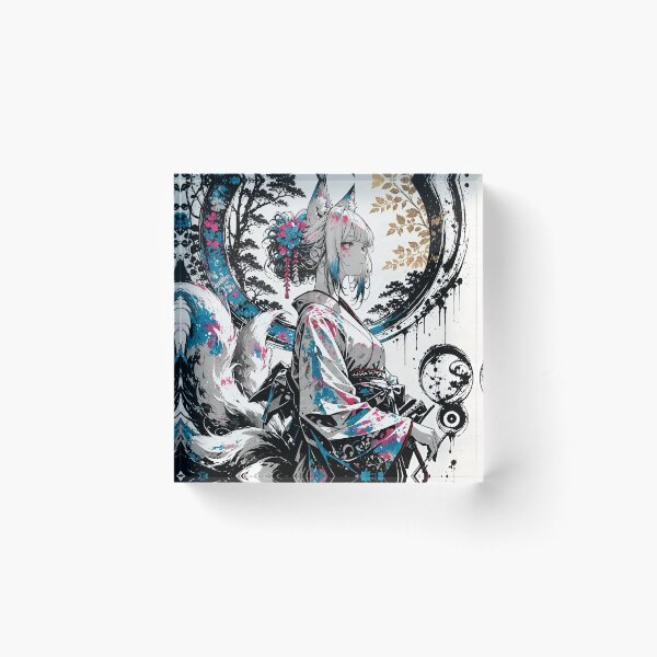 Item preview, Mystical Fox Spirit Shrine Maiden | Japanese Fantasy Kitsune Art Print | Anime-Inspired Wall Decor designed and sold by Dyan4.