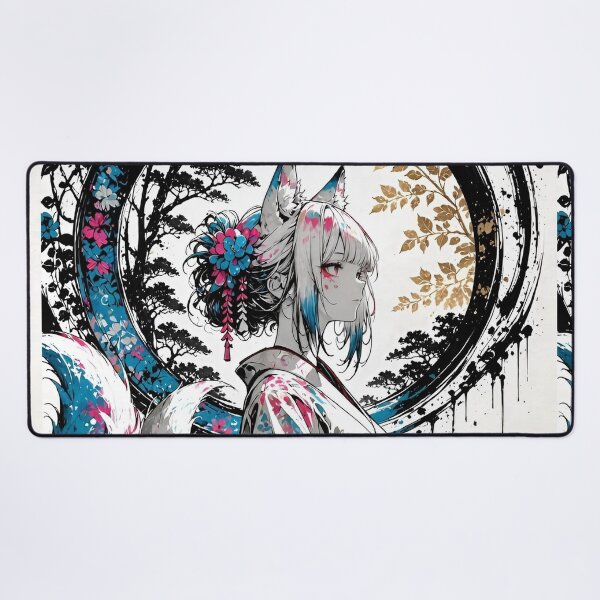 Item preview, Mystical Fox Spirit Shrine Maiden | Japanese Fantasy Kitsune Art Print | Anime-Inspired Wall Decor designed and sold by Dyan4.