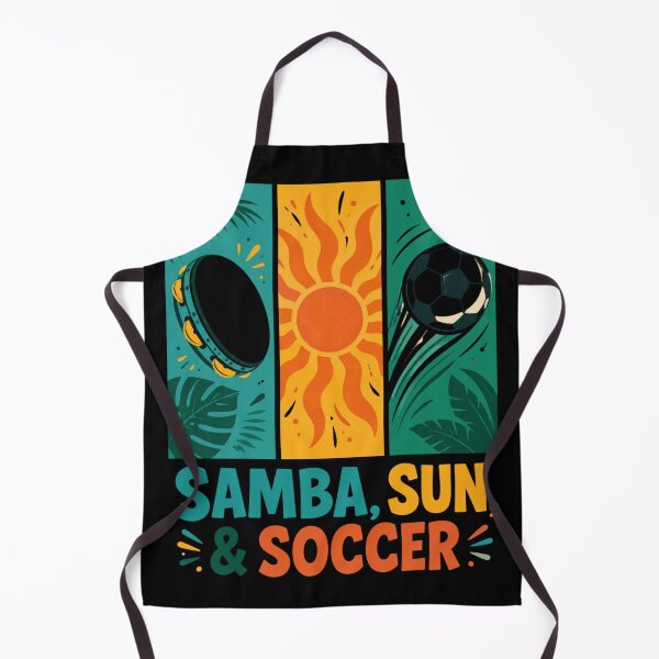 Aperçu de l'œuvre SAMBA, SOLEIL ET FOOTBALL | T-shirt inspiré de la culture du football brésilien | Design pour les fans de football brésilien créée et vendue par rebuZZ-Apparels-The Minimalistic Buzz.