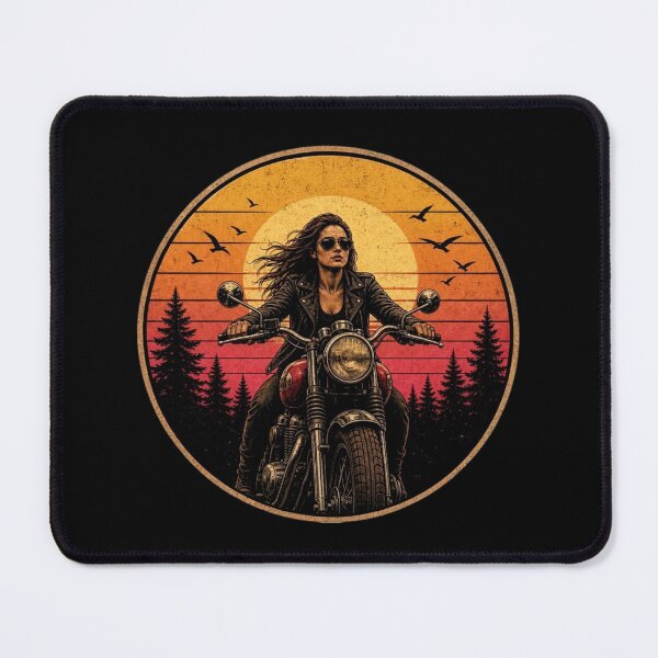 Item preview, Vintage Sunset Woman Biker Riding Motorcycle designed and sold by MH904.