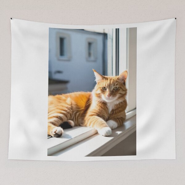 Item preview, Animals - Ginger Tabby Cat on a Windowsill, Domestic Serenity designed and sold by DoodyPets.
