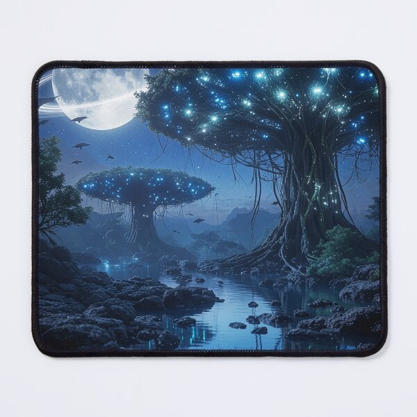 Item preview, "Starry Deep Night Alien Bioluminescent Forest" designed and sold by SkyKing Ron.