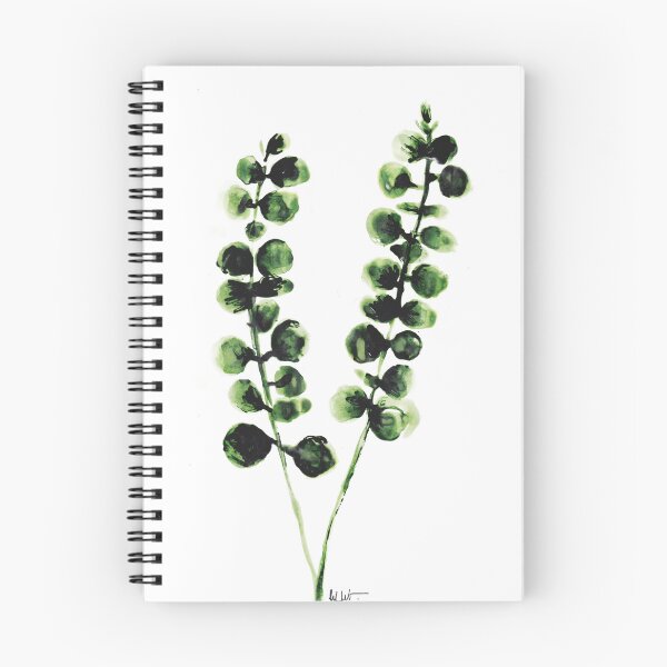 Item preview, Green eucalyptus branch in India ink designed and sold by CelineViolet360.