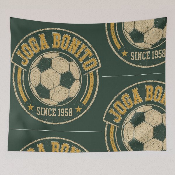 Item preview, JOGA BONITO Since 1958 Vintage Brazil Football Retro Badge | Brazilian Soccer Fan Design.png designed and sold by rebuZZ-Apparels-The Minimalistic Buzz.