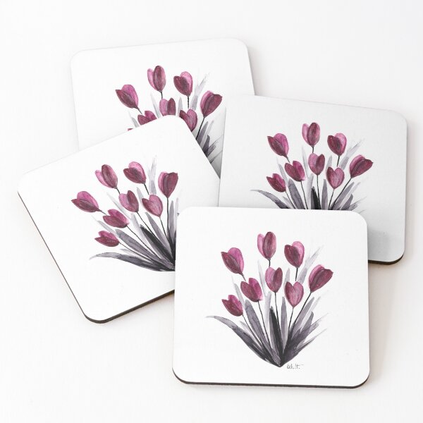 Item preview, bouquet of heart-shaped tulips in watercolor designed and sold by CelineViolet360.