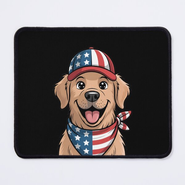 Item preview, Golden Retriever In Patriotic Cap And Bandana designed and sold by Canvas-Whispers.
