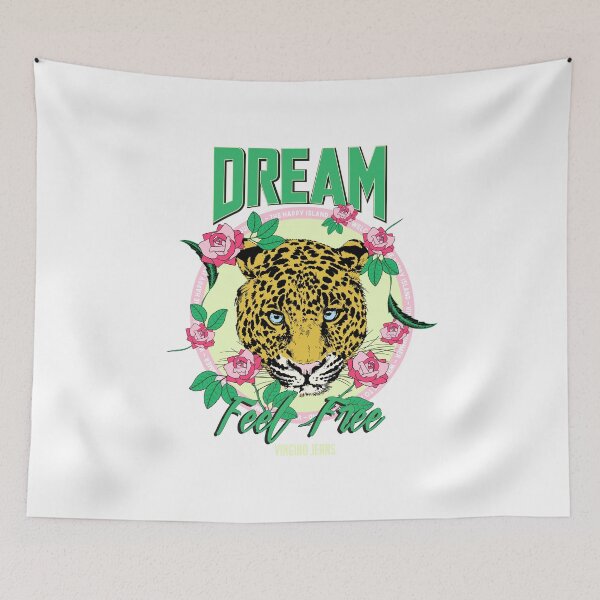 Item preview, Dream Feel Free Leopard Rose Happy Island Jeans T-Shirt designed and sold by Atique Creations.
