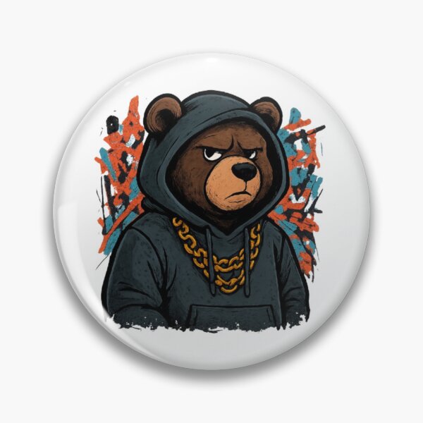 Item preview, Streetwear Bear in Hoodie & Chains  designed and sold by PixelStyle Studio.